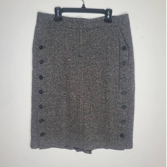 Limited wool blend tweed pencil skirt with button details on each side - 8 - Picture 1 of 6